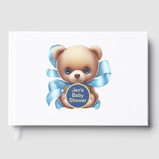 Teddy Bear Blue Baby shower Gastenboek (Voorkant)