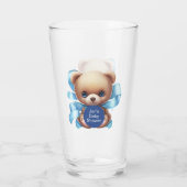 Teddy Bear Blue Baby shower Glas (Achterkant)