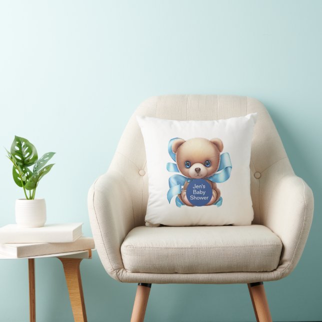 Teddy Bear Blue Baby shower Kussen (Stoel)