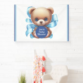 Teddy Bear Blue Baby shower Party Banner (Insitu)