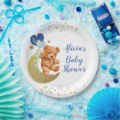 Teddy Bear Blue Ballon Baby shower Paper Bord (Feest)