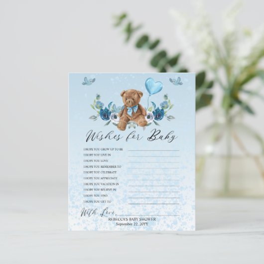 Teddy Bear Blue Ballon wil Baby gamen (Staand voorkant)