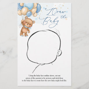 Teddy Bear Blue-ballonnen tekenen het Baby-spel