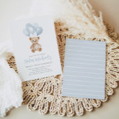 Teddy Bear Blue Balloon Beary Eerste Verjaardag Kaart