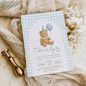 Teddy Bear Blue Balloon Boy Baby Shower Kaart