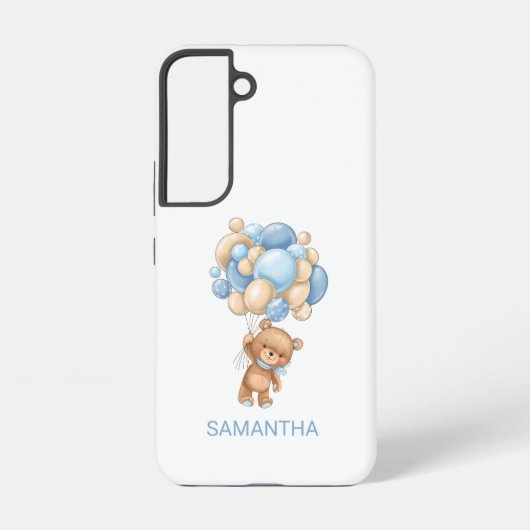 Teddy Bear BLUE Balloon Samsung Galaxy Coque (Verso)
