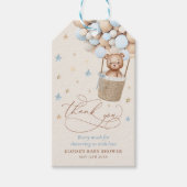 Teddy Bear Blue Balloon Wake Baby shower Cadeaulabel (Voorkant)