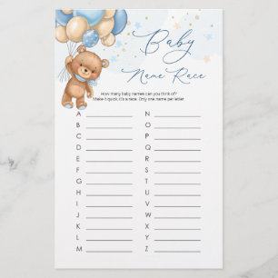 Teddy Bear Blue Balloons Baby Name