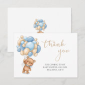 Teddy Bear Blue Balloons Baby shower Dank u (Voorkant / Achterkant)