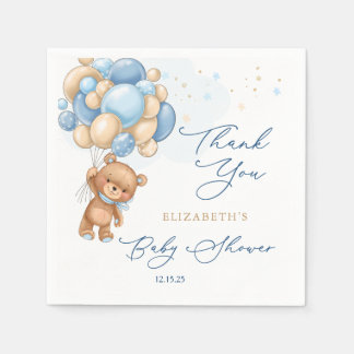 Teddy Bear Blue Balloons Baby shower Dank u Servet