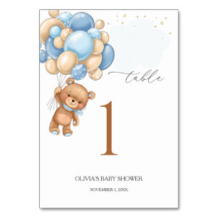 Teddy Bear Blue Balloons Baby shower Kaart
