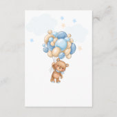 Teddy Bear Blue Balloons Baby shower Uitnodiging Informatiekaartje (Achterkant)
