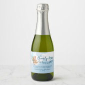 Teddy Bear Blue Balloons Mini Étiquette à vin mous (Devant)