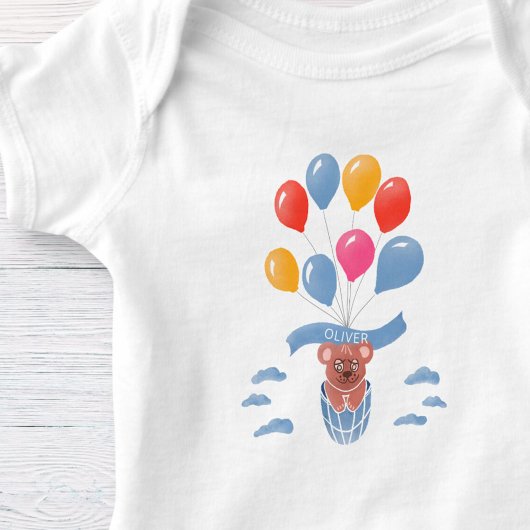 Teddy Bear Blue Balloons Romper