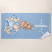 Teddy Bear Blue Balloons serviette de plage pour l (Devant)