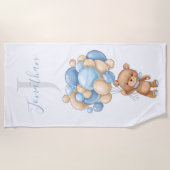 Teddy Bear Blue Balloons serviette de plage pour l (Devant)