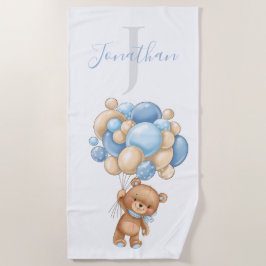 Teddy Bear Blue Balloons strandhanddoek voor kinde Strandlaken