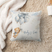 Teddy Bear Blue Bow Balloons Clouds Baby Boy Kussen (Deken)