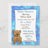 Teddy Bear Blue Boy Baby Shower Invitations (Devant)
