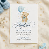 Teddy Bear Blue Boy doop uitnodiging