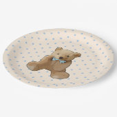 Teddy Bear Blue en Tan Polka Dotted Party Bord (Gekanteld)