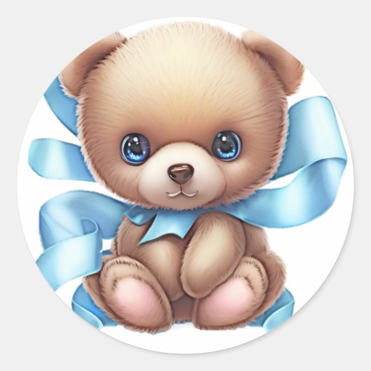 Teddy Bear Blue Envelope Seal Stickers (Voorkant)