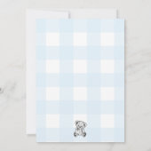 Teddy Bear Blue Gingham Baby shower Invitation Kaart (Achterkant)
