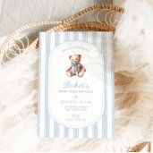 Teddy Bear Blue Minimalist Boy Verjaardag Kaart