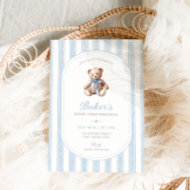 Teddy Bear Blue Minimalist Boy Verjaardag Kaart