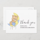 Teddy Bear BLUE Moon Carte de remerciements (Devant / Derrière)