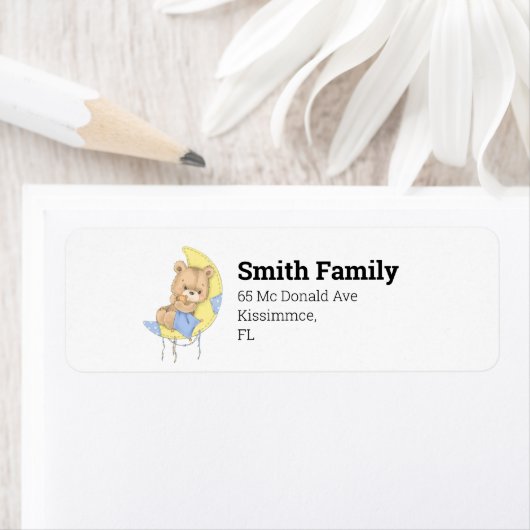 Teddy Bear Blue Moon Étiquette (En situation)