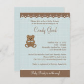 Teddy Bear Blue Small Invitation Kaart (Voorkant / Achterkant)