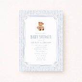 Teddy Bear Blue Stripes Baby Boy Baby Shower  Aankondiging