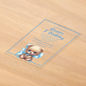 Teddy Bear Blue verjaardag acryl uitnodiging Uitnodigingen (Laagn)