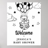 Teddy Bear Boho Baby shower Affiche de bienvenue (Devant)