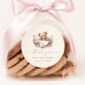 Teddy Bear Boho Baby shower Dank je wel Favor Ronde Sticker