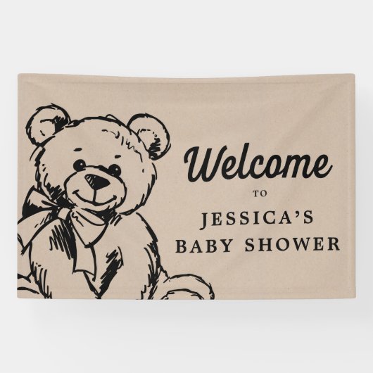 Teddy Bear Boho Baby shower Welkomstteken Spandoek (Horizontaal)