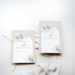 Teddy Bear Boho Blue Boy Baby shower Luier Raffle Informatiekaartje