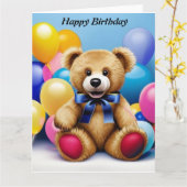 Teddy Bear Bonne carte d'anniversaire (Fleur jaune)