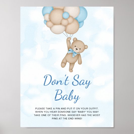 Teddy Bear Bon't say Baby Poster (Devant)