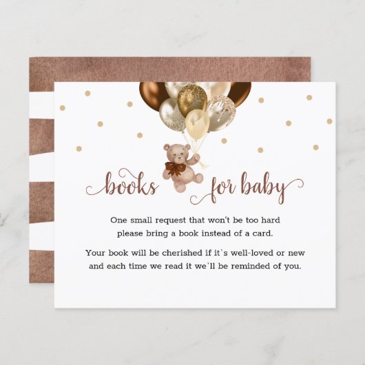 Teddy Bear Book Request Baby shower Enclosure (Voorkant / Achterkant)