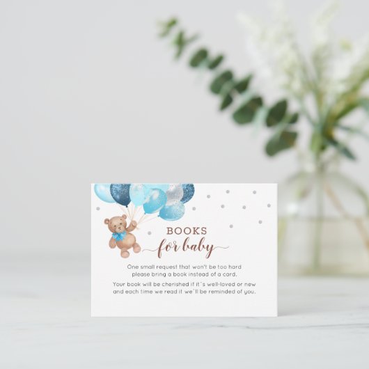 Teddy Bear Book Request Baby shower Enclosure Informatiekaartje (Staand voorkant)