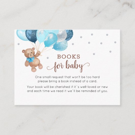Teddy Bear Book Request Baby shower Enclosure Informatiekaartje (Voorkant)