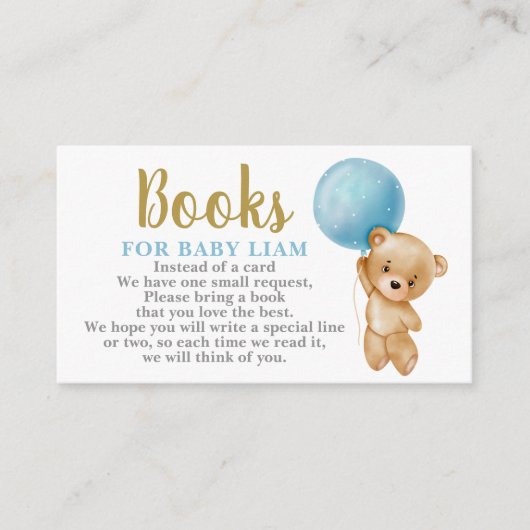 Teddy Bear Books for Baby Request Card Informatiekaartje (Voorkant)