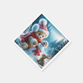 Teddy Bear bouwt een sneeuwpop Servet (Hoek)