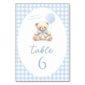 Teddy Bear Bow Balloon Baby shower Tafelnummers (Voorkant)