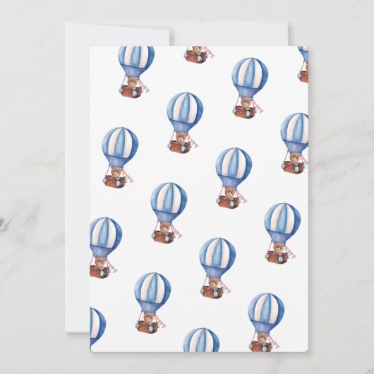 Teddy Bear Boy 1er Anniversaire Invitation (Dos)