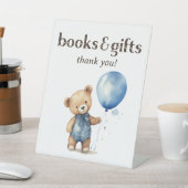 Teddy Bear Boy Baby shower boeken en geschenken Reclamebord Met Voetstuk (Insitu)