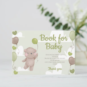 Teddy Bear Boy Baby shower Books for Baby card Kaart