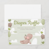 Teddy Bear Boy Baby shower Diaper Carte Raffle (Devant / Derrière)